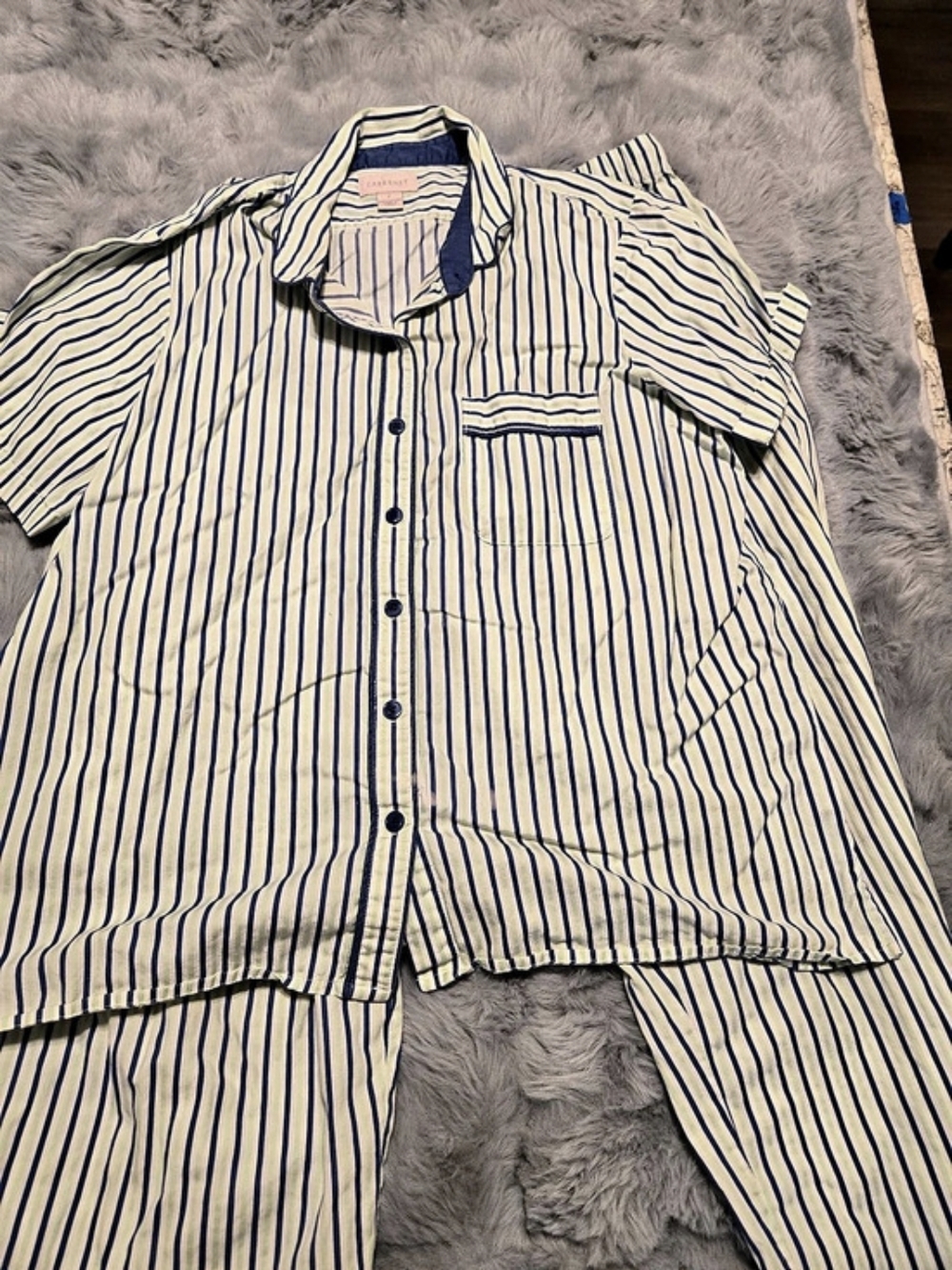 Cabernet Striped Short Sleeve & Long Pants Pajama Set - Size Large